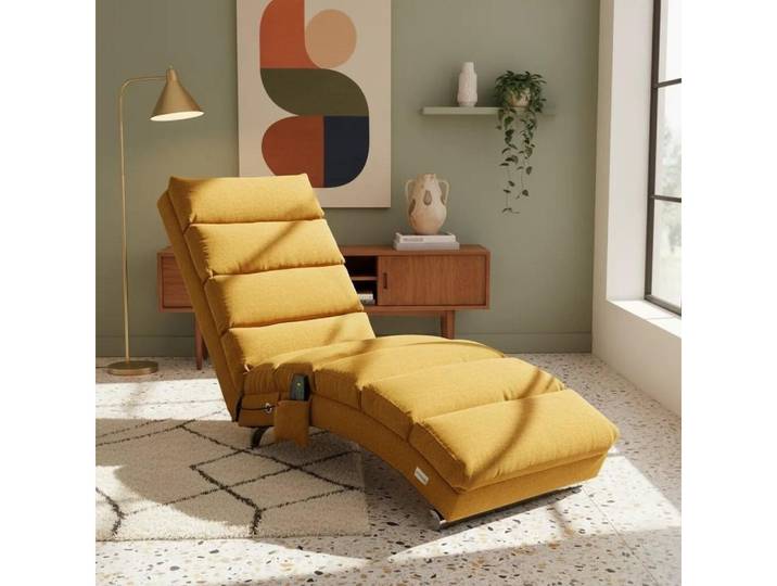 LVHOM Relaxsessel Sackleinen Massage-Liege INDOOR PREMIUM (Ergonomische Fernbedienungs-Steuerung, Sanfte Massageprogramme mit Fernbedienung, Schwerlastfähig bis 250 kg), Elektrische Entspannung mit skandinavischem Flair