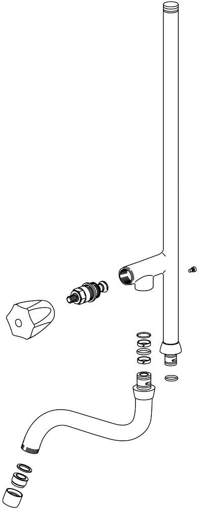 KWC Gastro replacement standpipe A180 with outlet valve L728, Z.503.091
