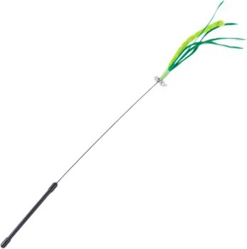 Inspire Curations FeatherChase Interactive Cat Teaser Wand Toy With Tail & Sound green