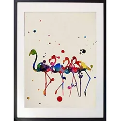 POSTER Flamingos Aquarell A4 Rahmenlos