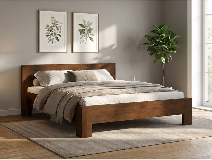 Bett Kernbuche Dunkel „Alois“ 140 x 210 cm Massivholz Buche Dunkel