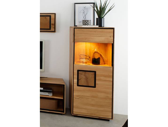 Vitrine TANJA in Wildeiche - 60 cm breit – Montierte Lieferung – 3%-Vorkasse-Rabatt