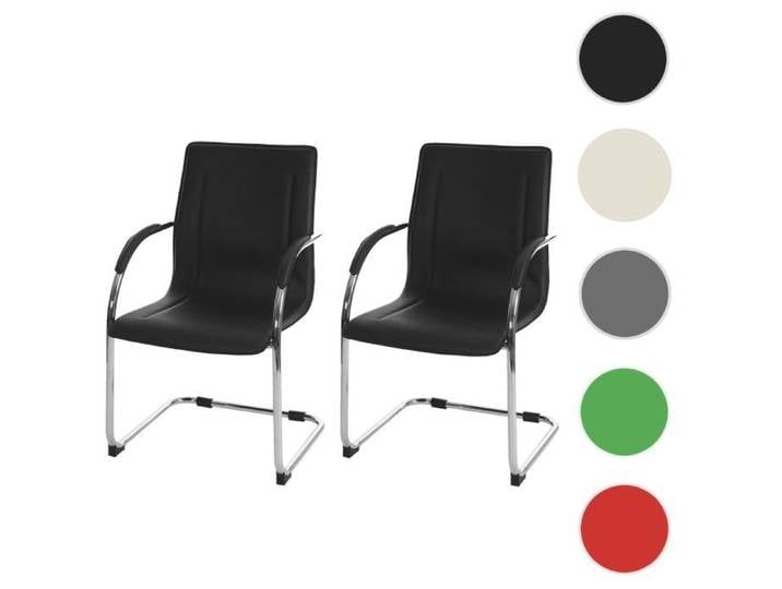 2x chaise de conférence Samara chaise visiteurs cantilever similicuir ~ noir