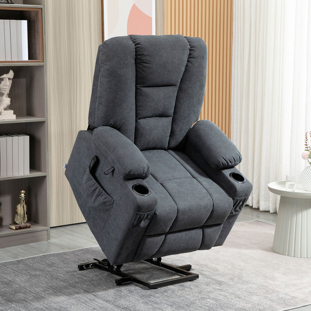 Ebern Designs Gotti Riser and Recliner Chair w/ Remote Lift Chair for Elderly Charcoal Grey 104cm H X 85cm W X 94cm D