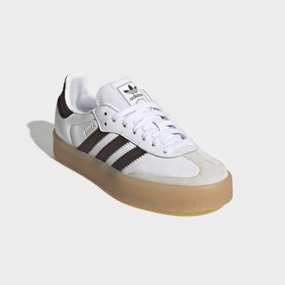 Sneaker ADIDAS ORIGINALS "SAMBA", Mädchen, Gr. 38,5, weiß (cloud weiß, preloved braun, gum 3), Leder, Synthetik, Schuhe Sneaker