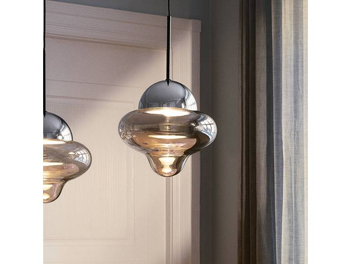Design hanglamp Nutty, dimbaar, chroom / zilver, Woon-/ Eetkamer, metaal, Design, hanglamp