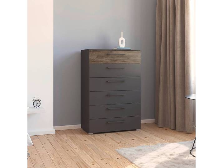 Kommode Luana 80 x 119cm Schwarz/Graphit