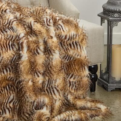 Plutus Brands Plutus Porcupine Beige Faux Fur Luxury Throw