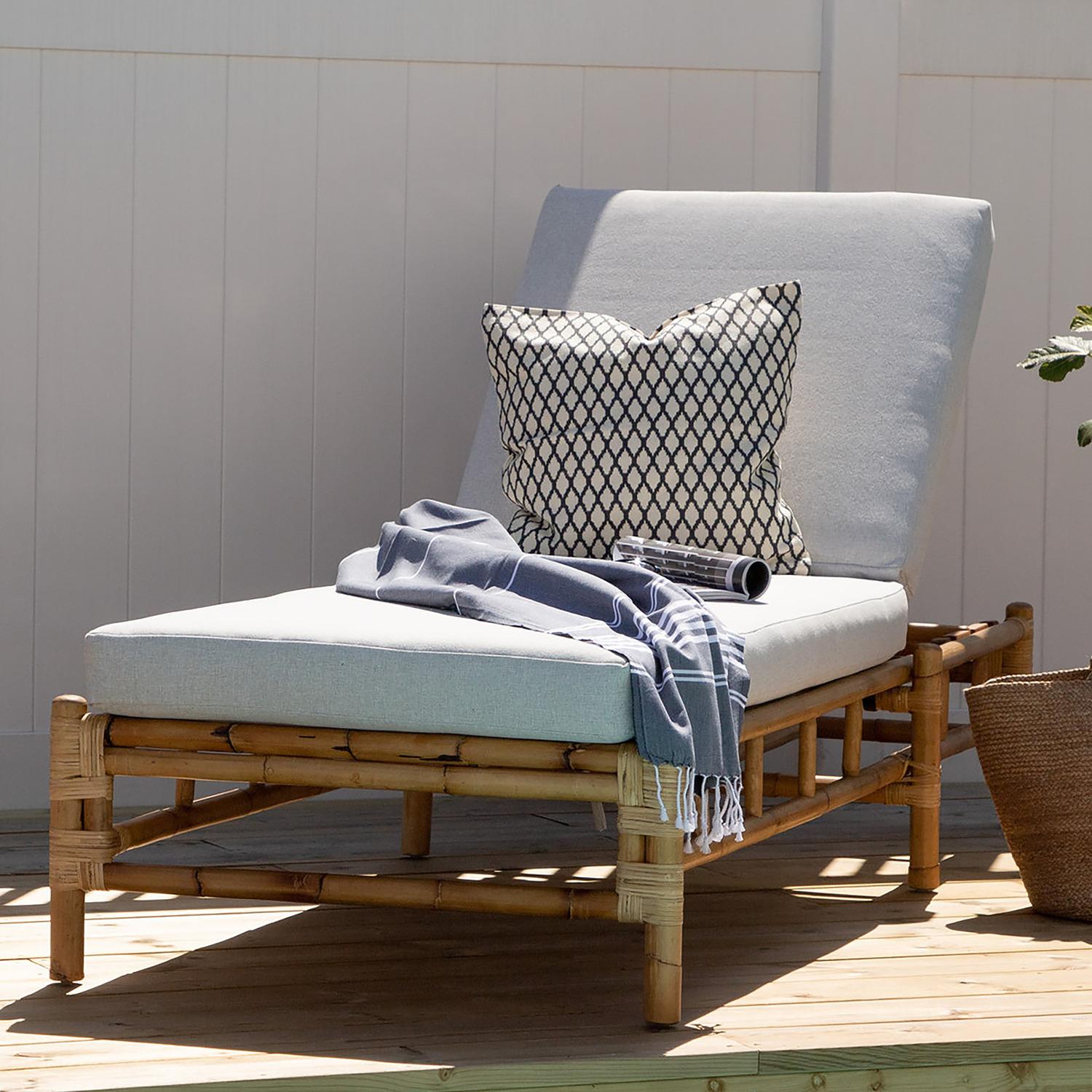 home24 Gartenliege - Weiß - Rattan - 80 x 23 x 210 cm