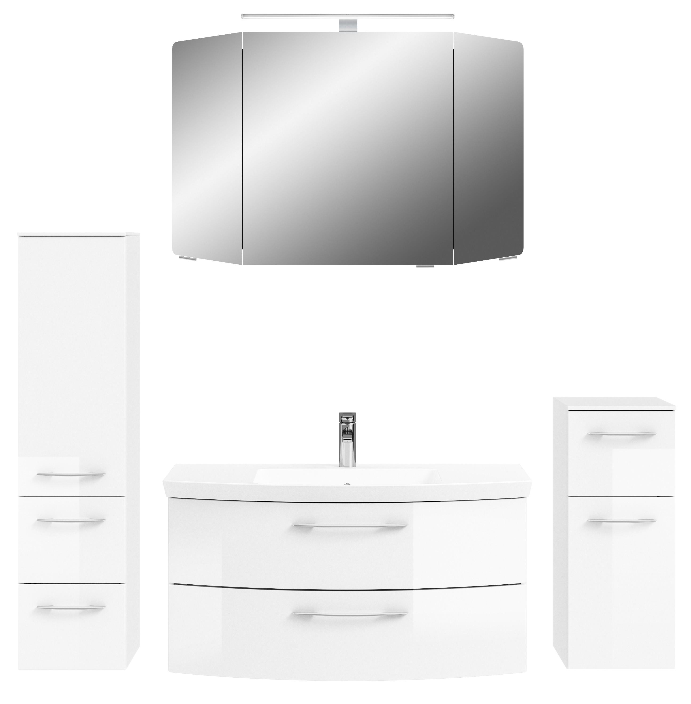 Pelipal Cassca Sprint Badmöbel-Set mit Spiegelschrank und Mineralmarmor-Waschtisch