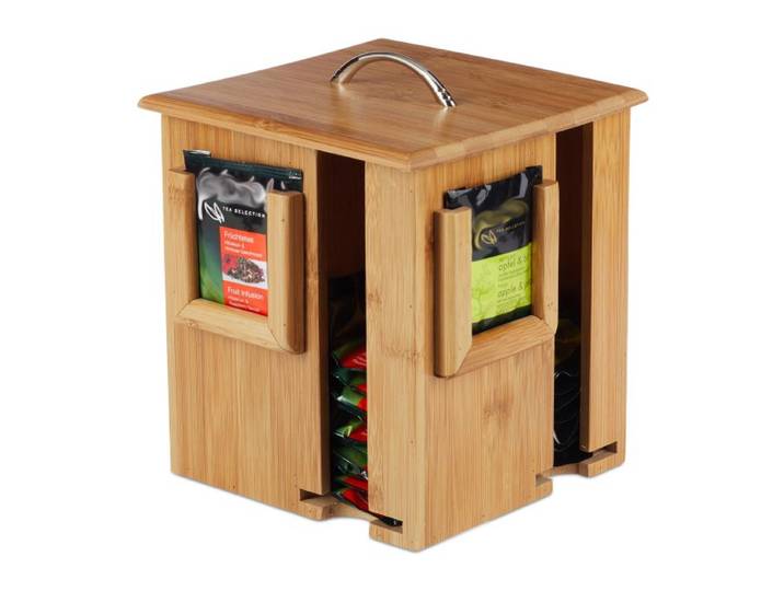 Relaxdays Teebox drehbar aus Bambus
