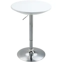 MODFU Bartisch höhenverstellbar Weiß 61x61x97 cm 360 Grad drehbare Tischplatte Metallfuß ABS Lackierung für Küche Bar und Wohnzimmer