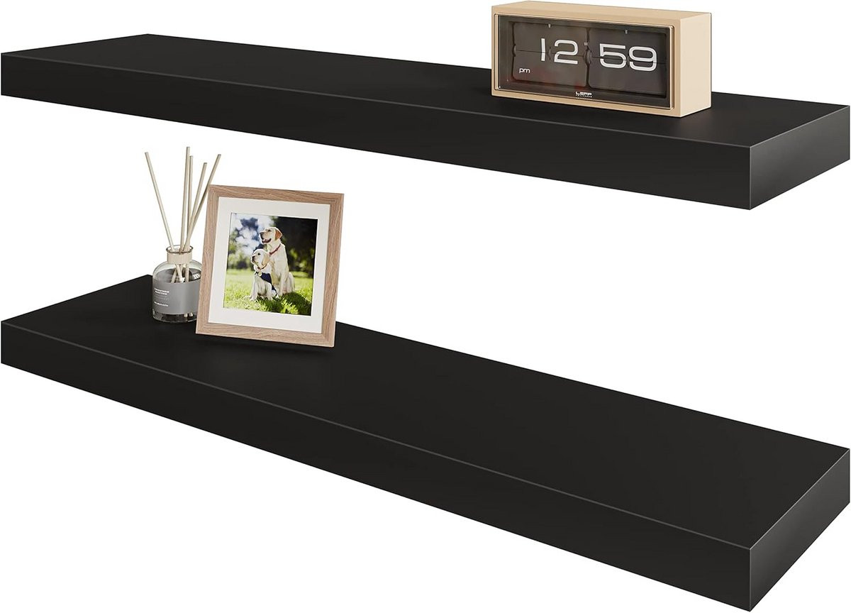 Zwart Zwevend Wandrek voor Decoratie en Opslag in de Badkamer of Woonkamer