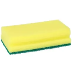 Papstar 42 Topfreiniger, Schwamm Jumbo eckig 4,1 cm x 14,8 cm x 8,5 cm gelb/grün mit Griffrille, kratzend