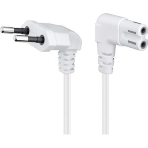 Goobay Netzkabel 97357, 2-polig, 5 m, weiß, Eurostecker / Doppelnut-Buchse, abgewinkelt