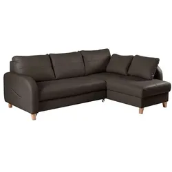 Ecksofa Compact Leder Braun Dunkelbraun