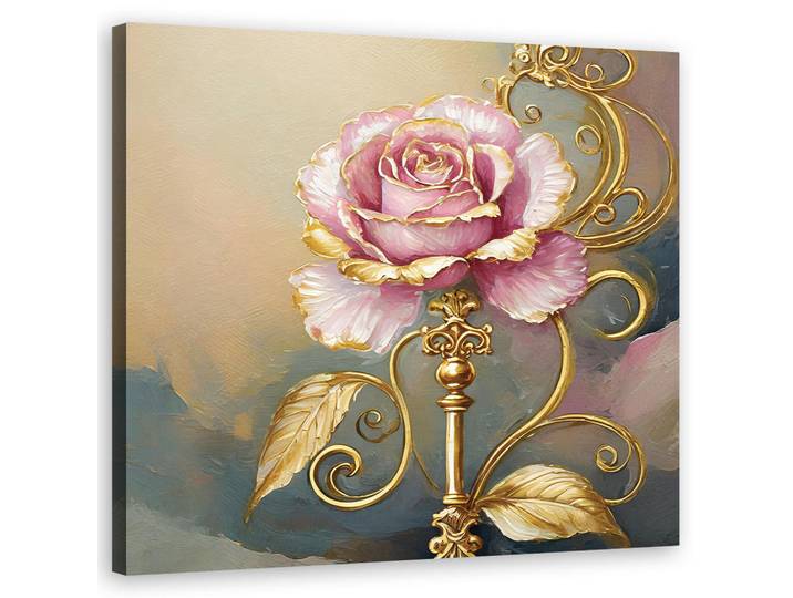 Feeby Wandbild rose blume gold glamour, Pink, Religion/Spiritualität, Rechteckig, 50x50 cm, Bilder & Rahmen, Bilder, Leinwandbilder