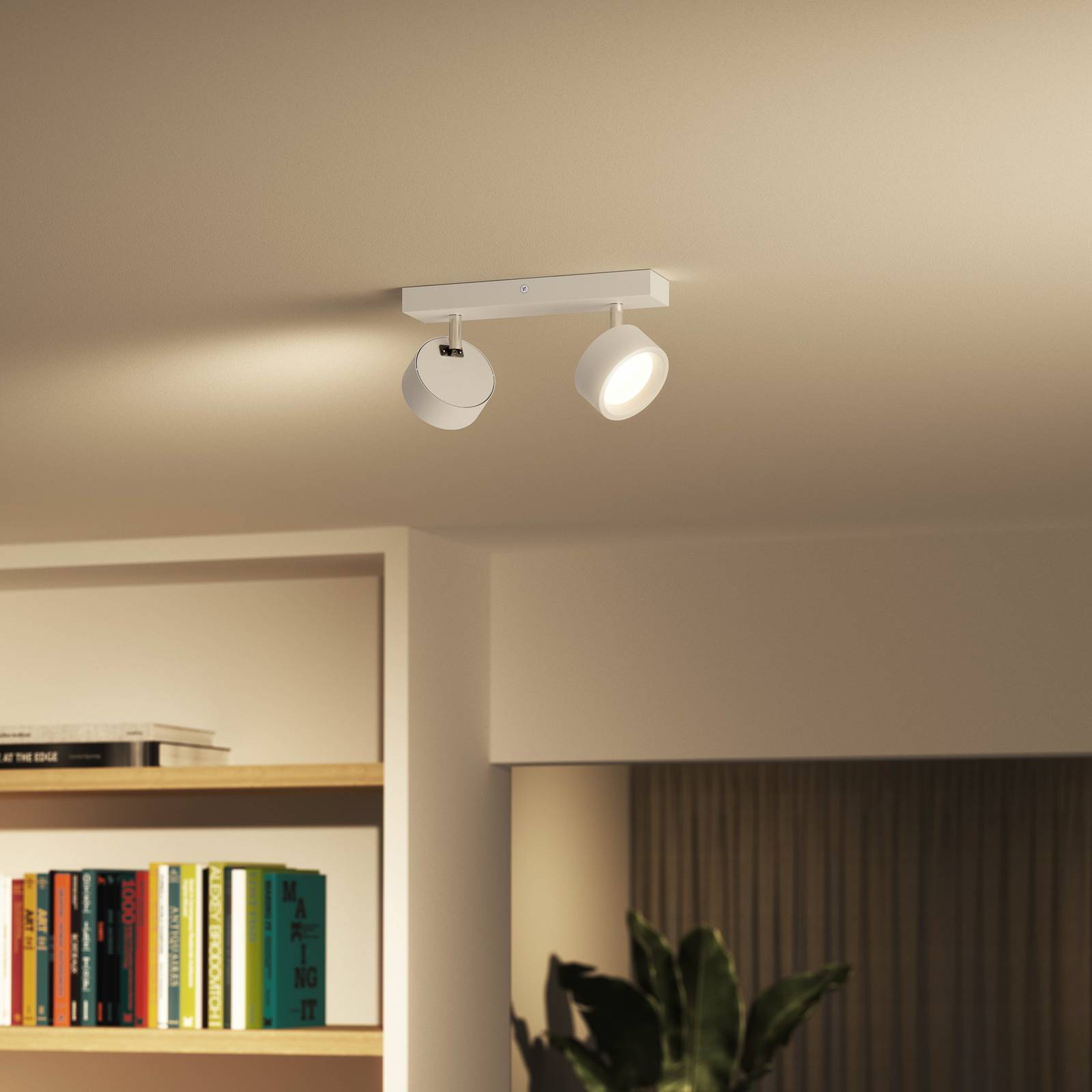 Philips Bracia LED-Deckenspot zweiflammig, weiß, weiß / opal, für Wohn- / Esszimmer, Aluminium, Modern
