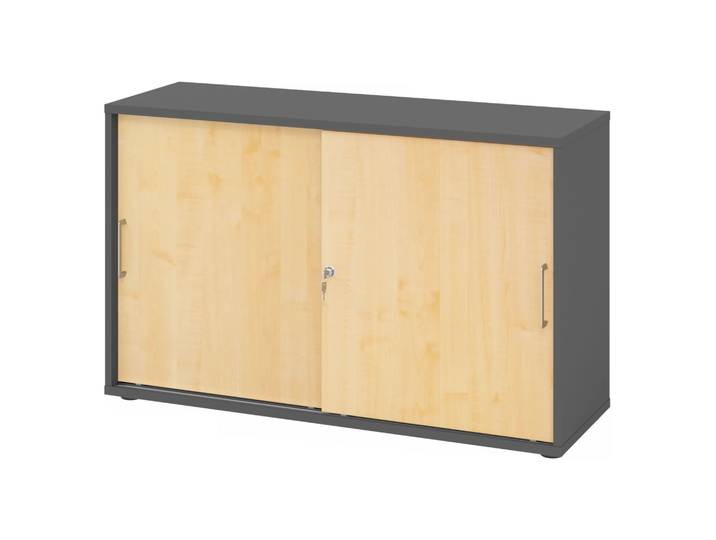 BETA S 1752S Schiebetürenschrank 2 OH Metallgriff Graphit/Ahorn
