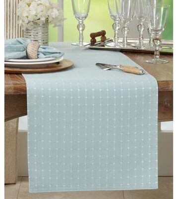 Saro Lifestyle Square Stitched Dotted Table Runner
