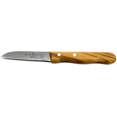 Gemüsemesser OLIVENHOLZ-ERLEBEN "mit gerader Edelstahl-Klinge und Olivenholzgriff", silber (silberfarben, natur), Klingenlänge 13cm, Stahl, Kochmesser, rostfreie Edelstahlklinge Länge 13 cm, Olivenholzgriff