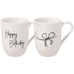 KAFFEEBECHER HAPPY BIRTHDAY Statement weiß 280 ml 2er Set