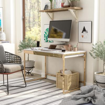 Furniture of America Arthur Modern 48-inch Steel Computer Desk with Charging Ports