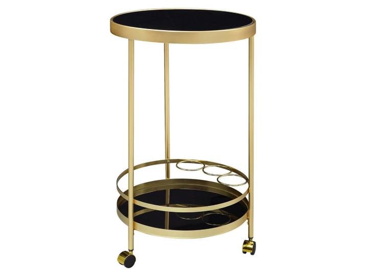 Mid.you Servierwagen, Schwarz, Gold, Metall, rund, rund, 45x76x45 cm, Stauraum, Flaschenfach, Esszimmer, Barmöbel, Barwagen