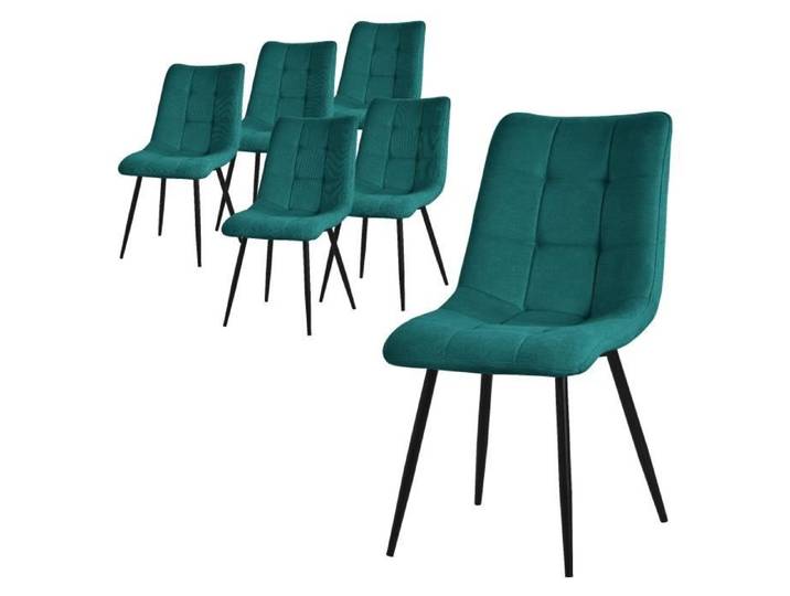 ML-Design Chaise de salle à manger set de 6 pétrole Chaise de salon avec revêtement tissu pieds métalliques noirs Chaise rembourrée