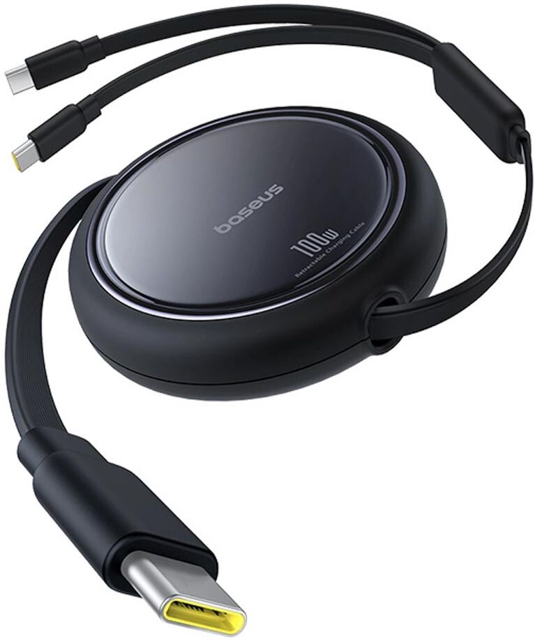 Baseus Bright Mirror 100W USB-C - 2 x USB-C Pikalatauskaapeli 1m, Musta