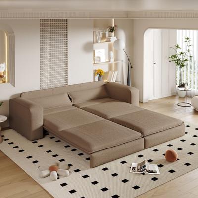 Unbranded "93"" King Size 3-Seat Teddy Sofa Bed, 3-in-1 Convertible Pull Out with 2 Lumbar Pillows"