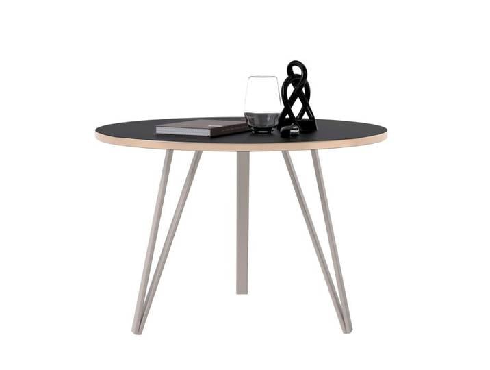 Table basse RIO - aux contours dorés - ronde - 67x45 cm - Cachemire / Noir mat