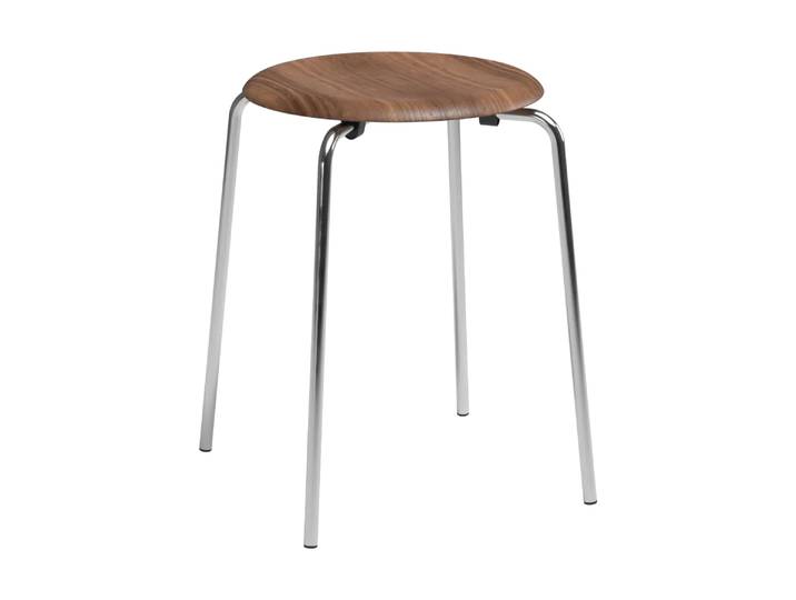 Fritz Hansen Dot Hocker Walnuss-Chrom