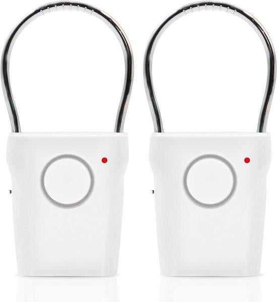 BORDEAG Deurklink Alarm Raamsensor Set met 120 dB Luid Alarm - 2 Stuks - Wit