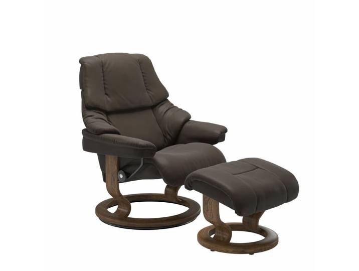 Stressless Reno Sessel Classic - Leder Batick Brown - Buche Holzfarbe Teak - ohne Zusatzausstattung Modern, Skandinavisch, Zeitlos