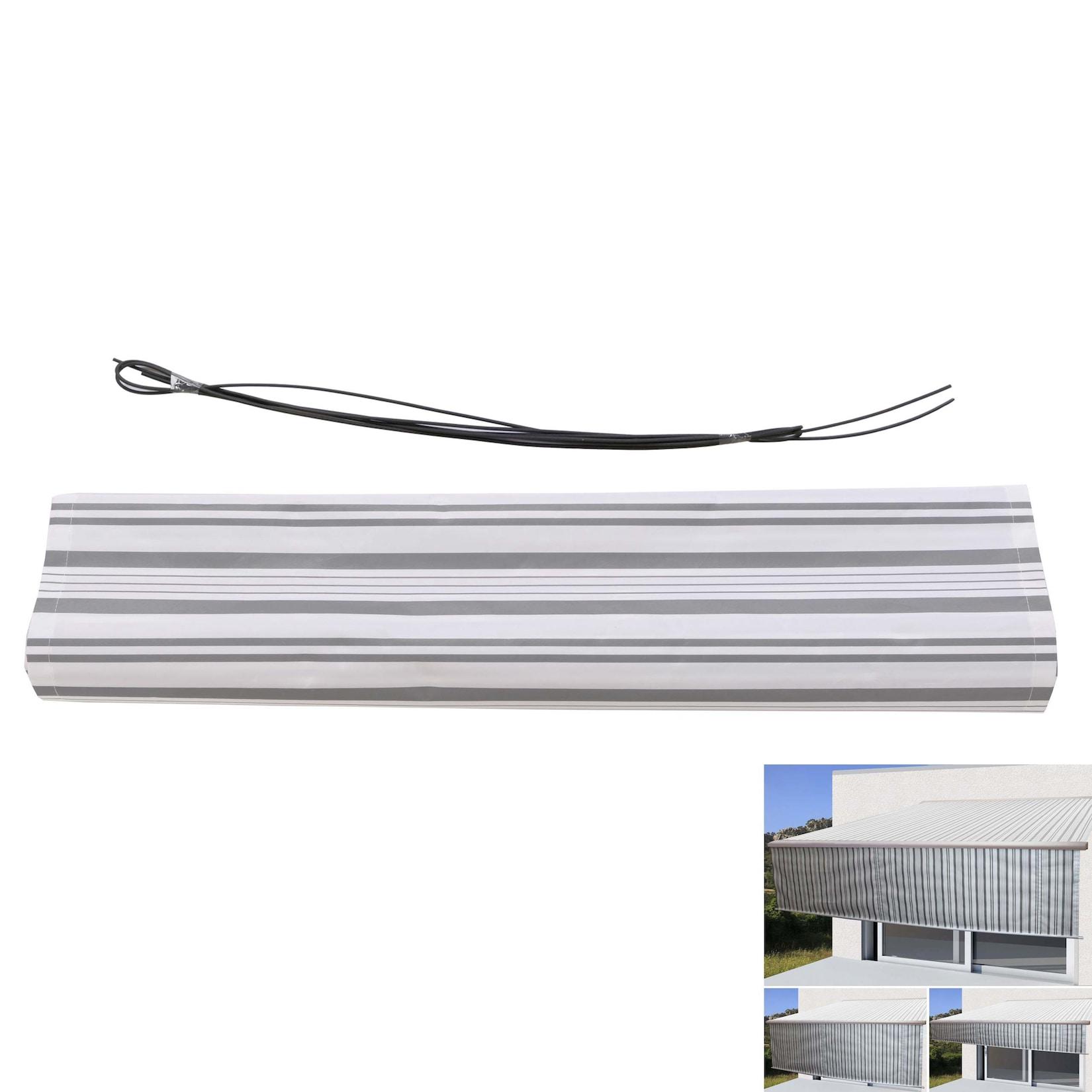 Volant für elektrische Vollkassetten-Markise T124, 5x3m ausfahrbarer Volant Polyester ~ grau-weiß