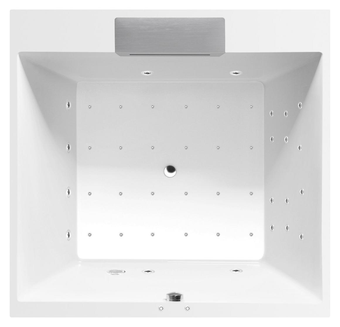 Polysan CAME FALLS Whirlpool-Badewanne, 175x175x50cm, Attraction Hydro-Air, Chrom