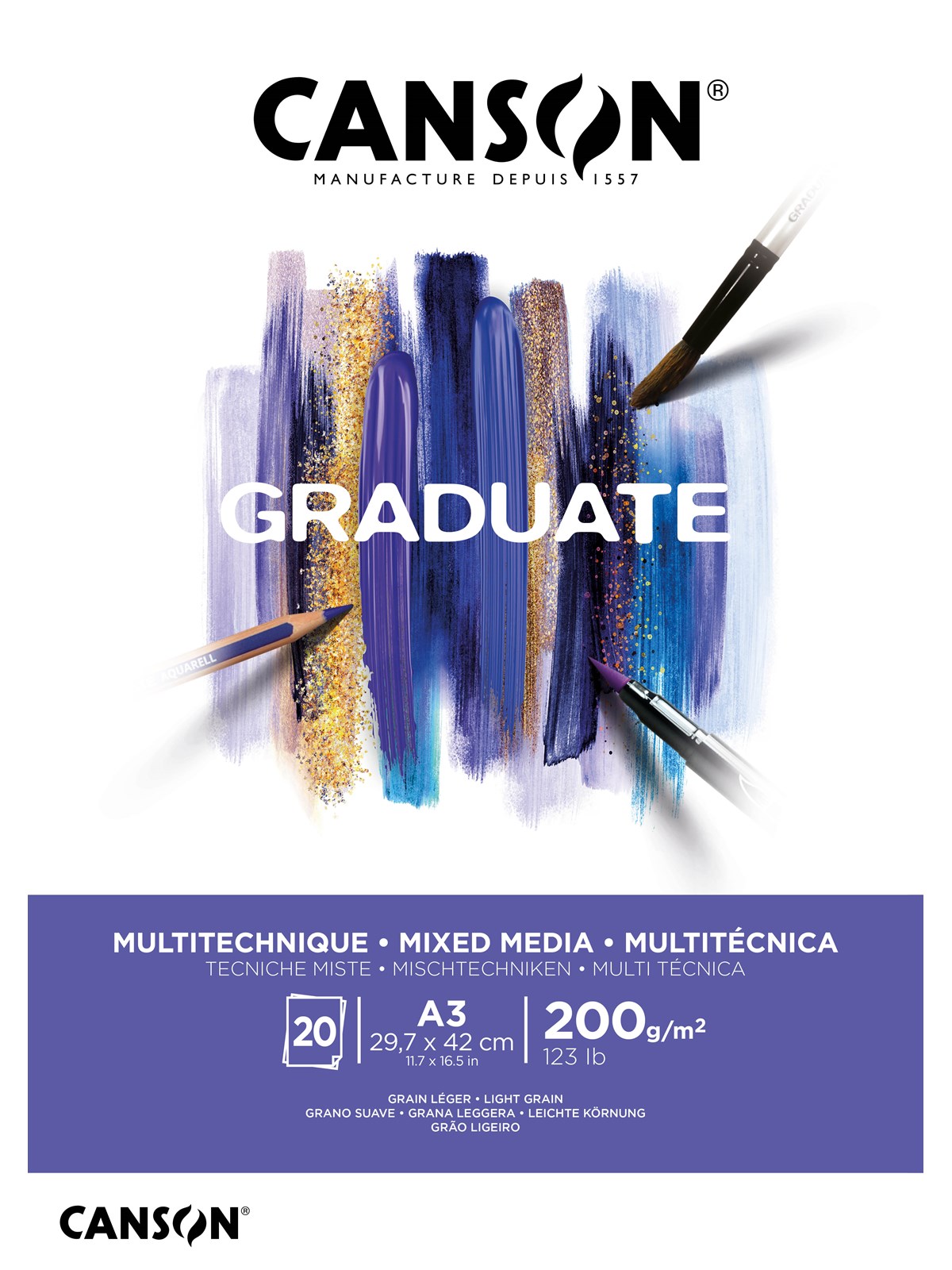 Canson Graduate Mixed Media Pad A3 200G 20 SH