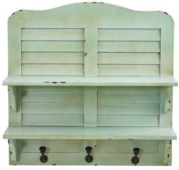 Nearly Natural "20"" Vintage Window Shutter Shelving with Hooks Wall Decor"