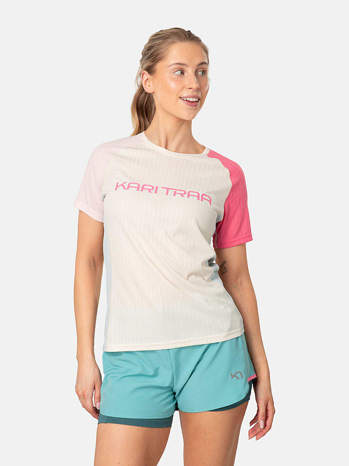 KARI TRAA Trainingsshirt "Ella" in Creme/ Pink - XS
