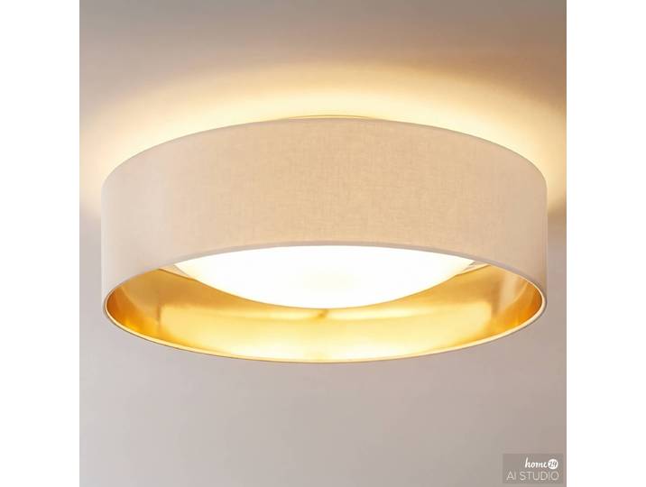 Deckenleuchte JOULO 41 x 11 x 41cm Beige/Beige Gestell: Eisen, pulverbeschichtet Schirm: Textil LED LED-Platine