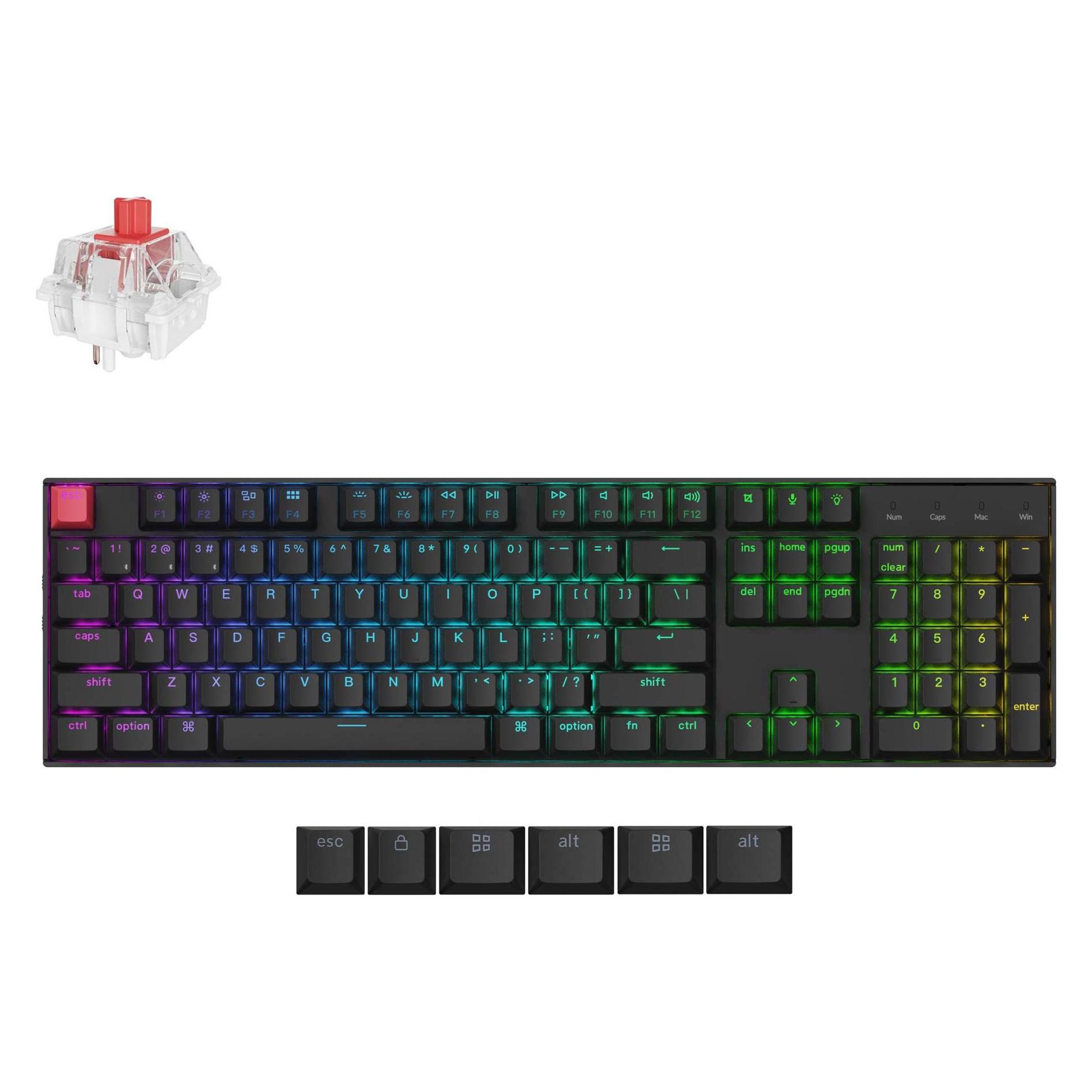 Keychron KEYBOARD WRL K10 RGB/BLACK K10X-H1 (US, Kabelgebunden, Kabellos) (K10X-H1)
