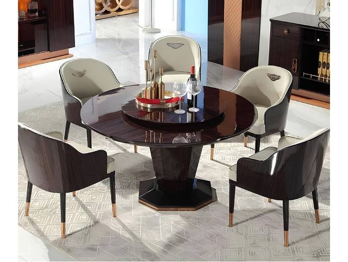 JVmoebel Esszimmer-Set Braune Holzgruppe mit Esstisch und komfortablen Stühlen, (Esszimmer-Set, Küchen-Set), Made in Europa