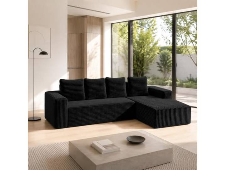 Modulares Ecksofa L-Form Sofa 261cm，Modernes 4‑Sitzer Design für Wohnzimmer Großes L-förmiges Sofa mit Links Chaiselongue，Wohnzimmer-Sofa mit breiten Armlehnen，Cord Sofa mit Tiefer Sitzfläche