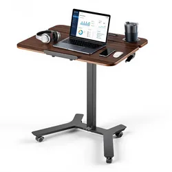 VEVOR Höhenverstellbarer Schreibtisch Computertisch 715x525x(750x1100)mm, Metallgestell, MDF-Tischplatte, 0-90° Neigbar, 15kg Belastbarkeit, Lenkrolle mit 2 Bremsen, Mobiler Bürotisch für Homeoffice