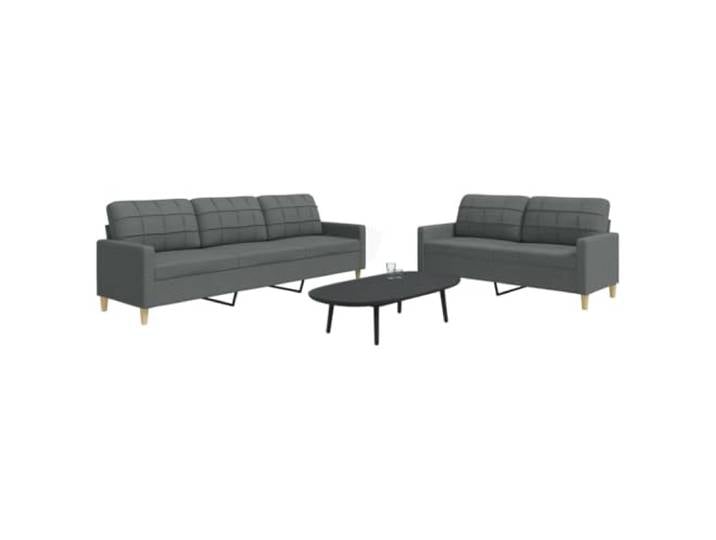 HEFZGDB 2-TLG. Sofagarnitur Dunkelgrau Stoff Sofa Set Wohnzimmer Polstergarnitur mit Metallrahmen, Weiches Atmungsaktives Polyestergewebe, Dick Gepolsterte Sitzflächen