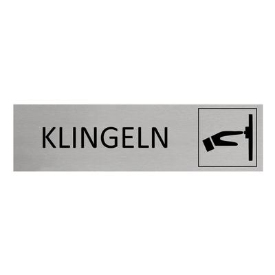 CombiCraft Aluminium Türschild Klingeln 165x45mm mit 3M-Tape zur Befestigung, einfache Kennzeichnung von Räumen und Bereichen