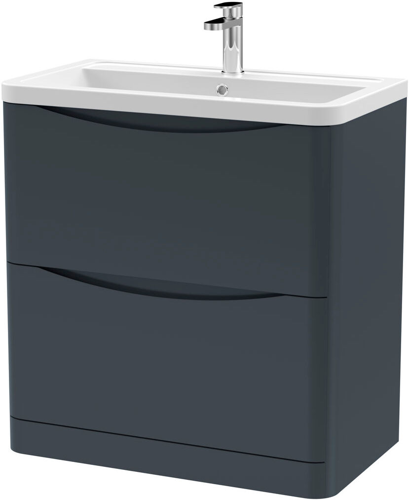 Nuie Lunar 800mm Single Bathroom Vanity with Integrated Vitreous China Basin Soft Black 800mm W