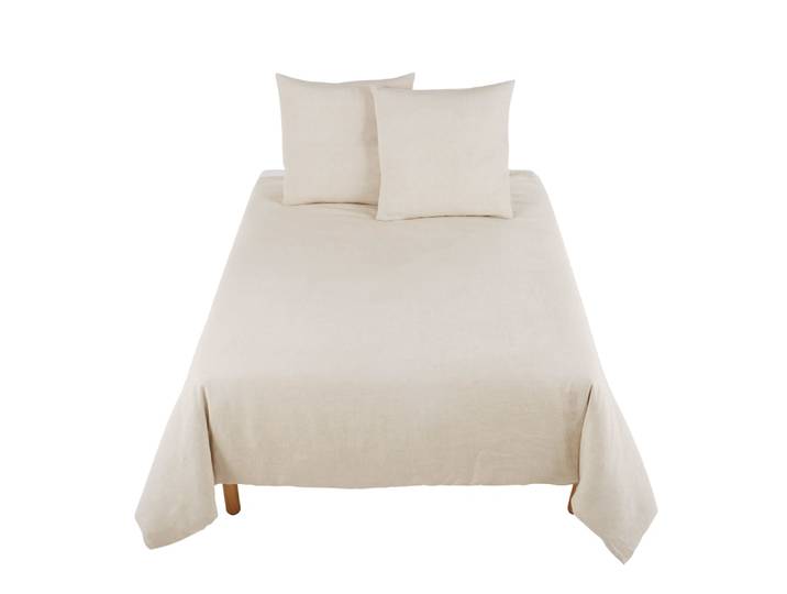 Bettwäschegarnitur aus gewaschenem Leinen, beige, 220x240