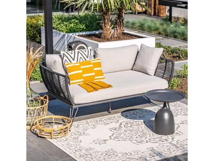 Garden Impressions Melissa Gartenloungesofa Aluminium/Rope/Polyester Schwarz Hellgrau